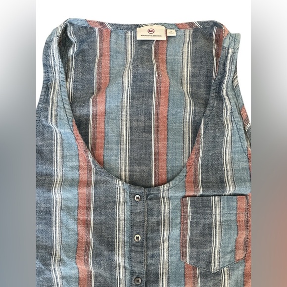AG Adriano Goldschmeid Sleeveless Button Cynthia Top Striped Tie Woven Small - Picture 3 of 6